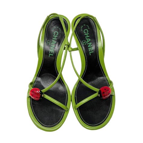 chanel green ladybug heels